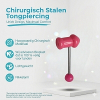 Grappige Tongpiercing Acryl Stout Felroze -