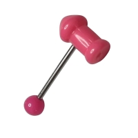 Grappige Tongpiercing Acryl Stout Felroze -