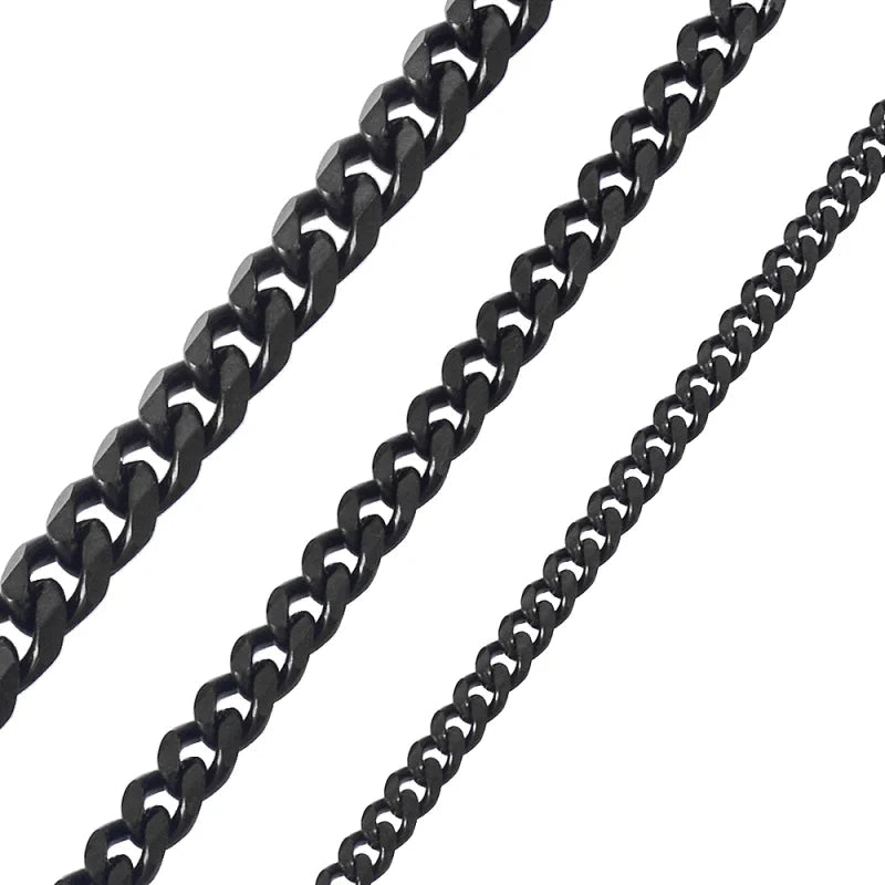 Zwarte Cuban Schakelketting Staal &acirc;&euro;&ldquo; Gourmet Schakel Stoere Ketting - 75cm / 5mm -