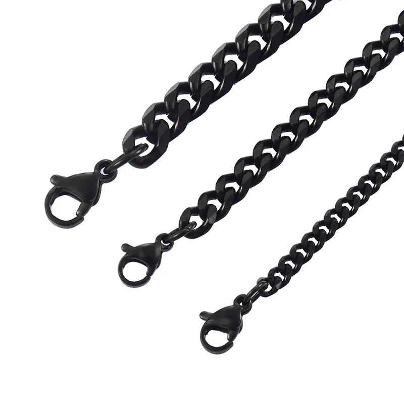 Zwarte Cuban Schakelketting Staal &acirc;&euro;&ldquo; Gourmet Schakel Stoere Ketting - 75cm / 5mm -