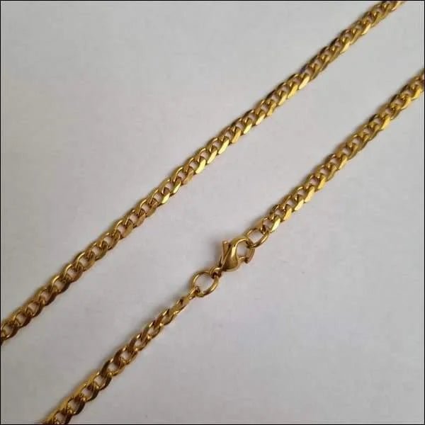 Goudkleurige Gourmetketting 4mm &acirc;&euro;&ldquo; Staal Karabijnsluiting Schakelketting - Unisex