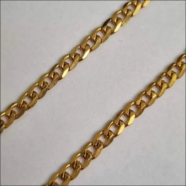 Goudkleurige Gourmetketting 4mm &acirc;&euro;&ldquo; Staal Karabijnsluiting Schakelketting - Unisex