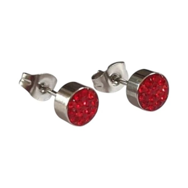 RVS Oorstekers met Rode Kristallen 6mm - Zirkonia Studs -