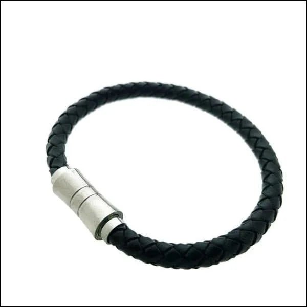 Stoere Gevlochten Leren Armband man- Zwart