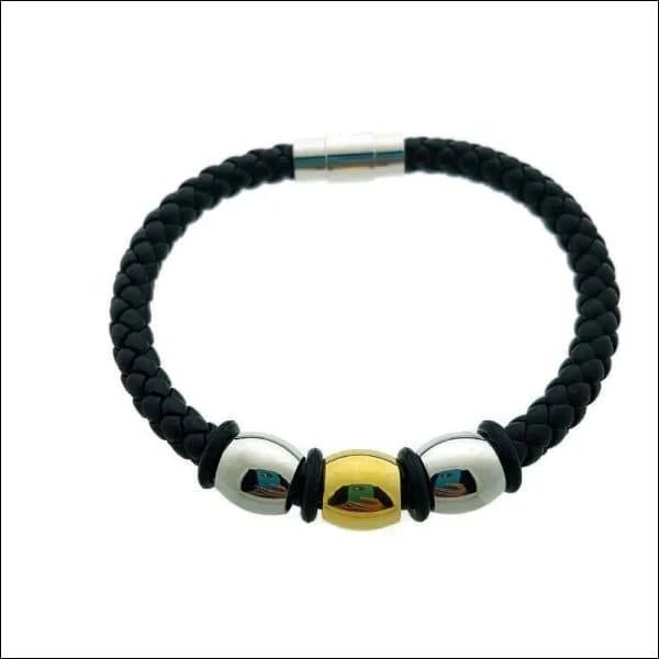 Leren Armband man met Stalen Kralen