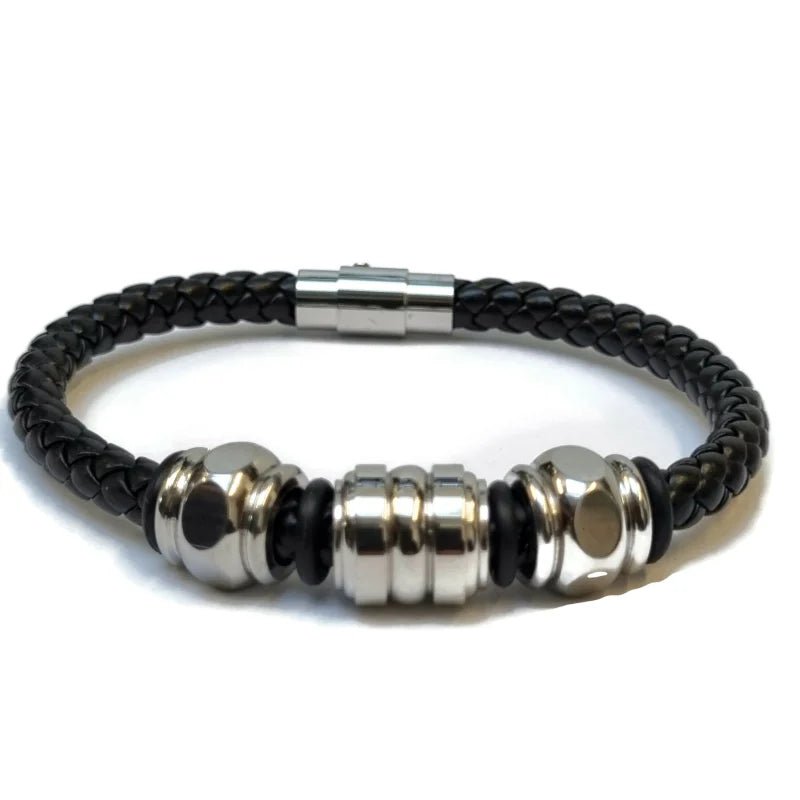 Gevlochten Leren Armband met Kralen - Unisex