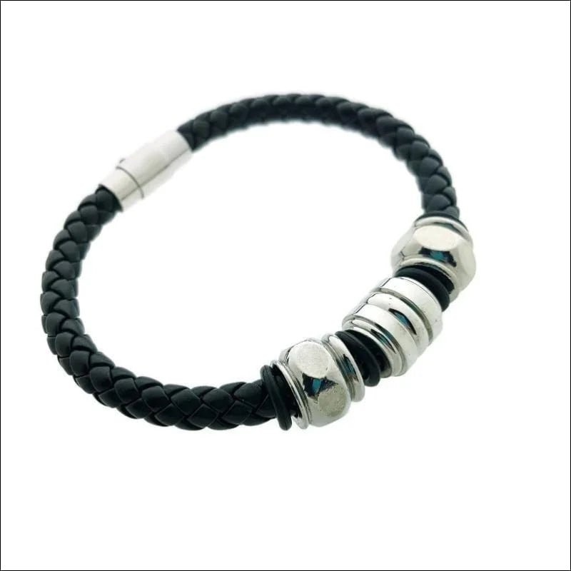 Gevlochten Leren Armband met Kralen - Unisex