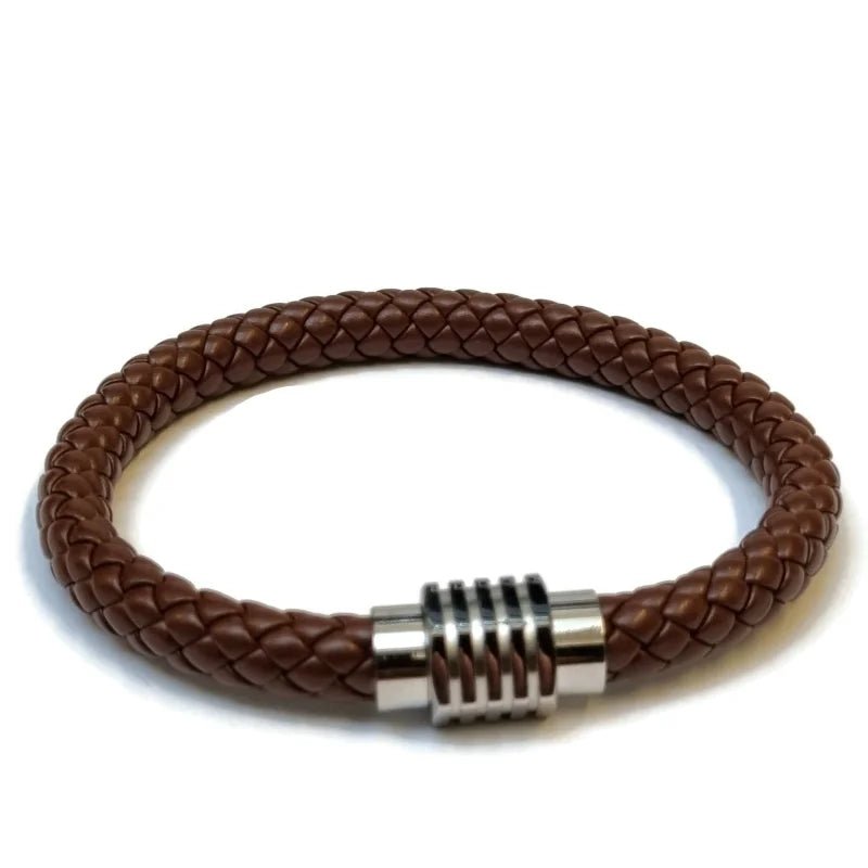 Bruine Gevlochten Leren Armband voor man - Heren
