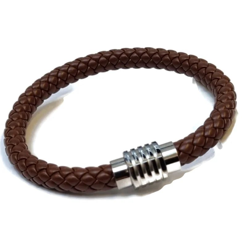 Bruine Gevlochten Leren Armband voor man - Heren