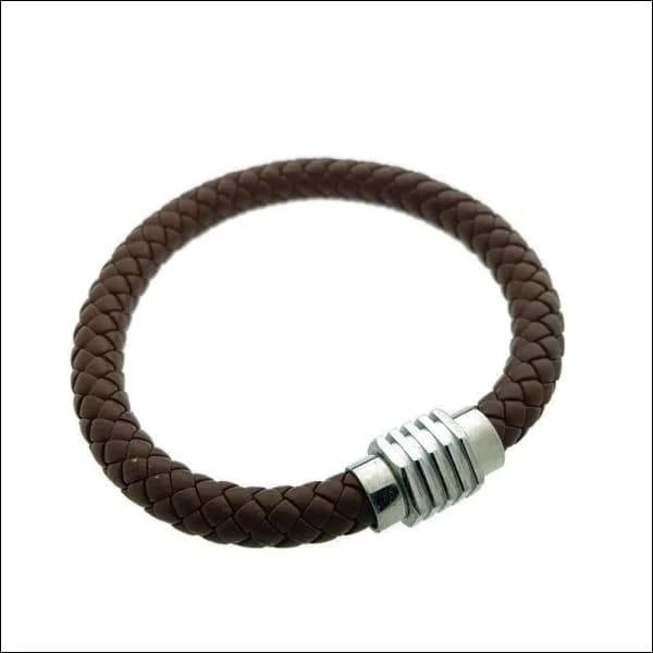 Bruine Gevlochten Leren Armband voor man - Heren