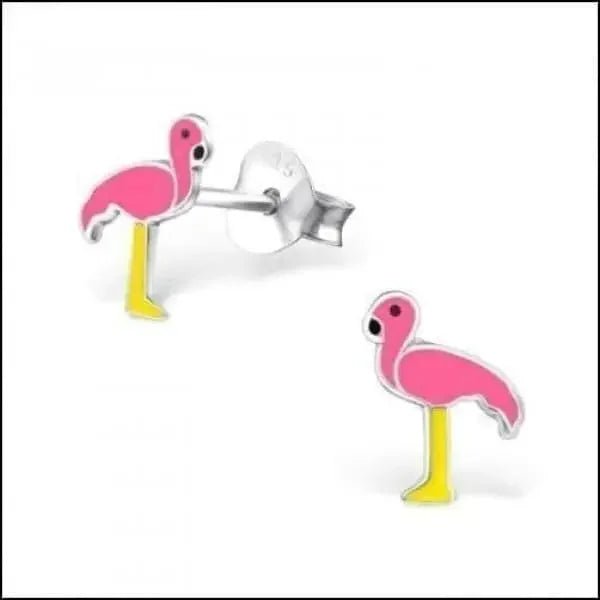 925 Zilveren Flamingo Oorbellen 10mm - Schattige Vogel Oorstekers - Zilver geoxideerd-9x8mm - Unisex