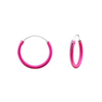 Zilveren Oorringetjes Donker Roze - 12mm -