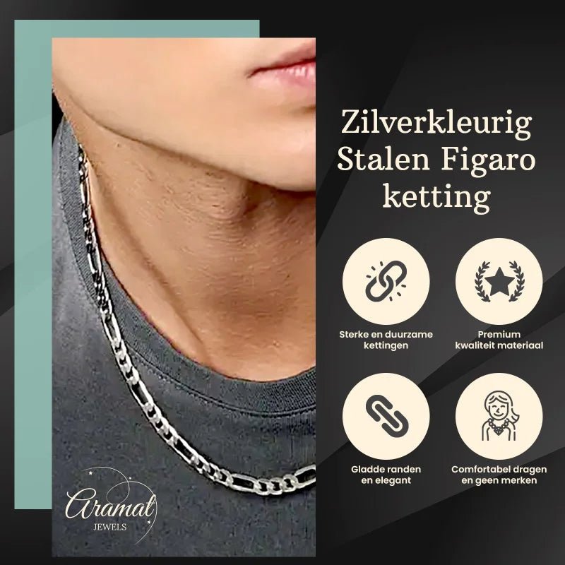 RVS Figaro Ketting Zilverkleurig &acirc;&euro;&ldquo; Klassieke Schakelketting Staal Unisex - 2mm / 