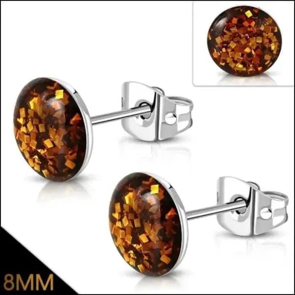 RVS Glitter Oorstekers 8mm - 8mm / AB Transparant -