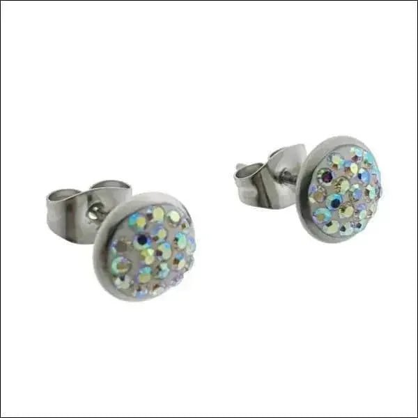 Druzy Oorbellen met Kristal RVS - AB Transparant -
