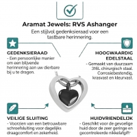Zwart Hartje Stalen Crematiehanger &acirc;&euro;&ldquo; Gedenksieraad Zonder Ketting - Unisex