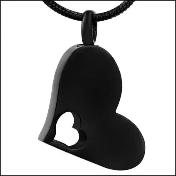 Stalen Crematiehanger Hart Zwart &acirc;&euro;&ldquo; 316L Staal 3x1,8cm Open Hart - Unisex