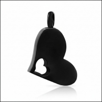 Stalen Crematiehanger Hart Zwart &acirc;&euro;&ldquo; 316L Staal 3x1,8cm Open Hart - Unisex