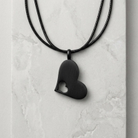 Stalen Crematiehanger Hart Zwart &acirc;&euro;&ldquo; 316L Staal 3x1,8cm Open Hart - Unisex