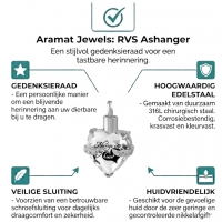 Hart Crematiehanger met Zirkonia &acirc;&euro;&ldquo; 316L Staal Zilverkleurig Gedenksieraad - Unise