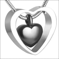 Crematiehanger Hart Zilverkleurig & Zwart &acirc;&euro;&ldquo; 2x2cm 316L Staal Gedenksieraad - 