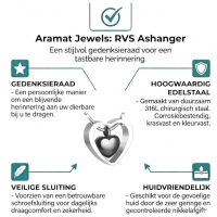 Crematiehanger Hart Zilverkleurig & Zwart &acirc;&euro;&ldquo; 2x2cm 316L Staal Gedenksieraad - 