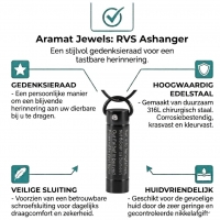 Crematiehanger Buis Gebed Staal Zwart &acirc;&euro;&ldquo; 3x0,9cm Gedenksieraad - Unisex