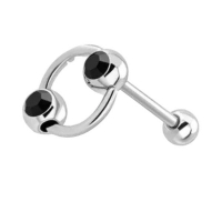 Tongpiercing met Zwarte Zirkonia slavepiercing -
