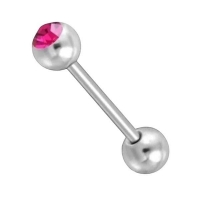 Elegante Stalen Tongpiercing met Steentje 16mm - Roze -