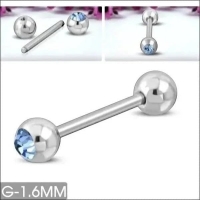 Elegante Stalen Tongpiercing met Steentje 16mm - Roze -