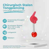 Grappige Stalen Middelvinger Tongpiercing - Blauw -