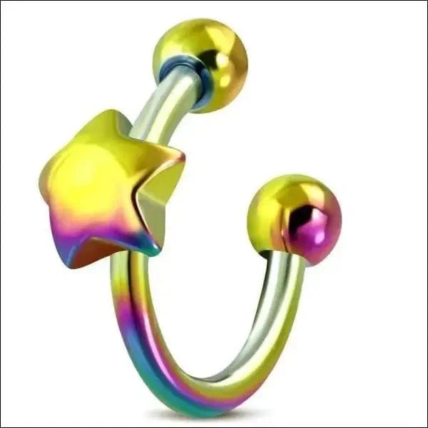 Regenboog Horseshoe piercing oor - Unisex