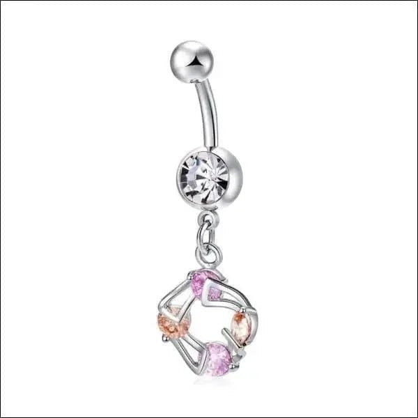 Roze Zirkonia Navelpiercing met Hanger - Unisex