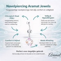 Roze Zirkonia Navelpiercing met Hanger - Unisex