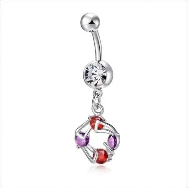 Stalen Navelpiercing met zirkonia hanger - Heren