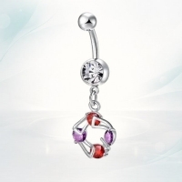 Stalen Navelpiercing met zirkonia hanger - Heren