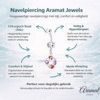 Stalen Navelpiercing met zirkonia hanger - Heren