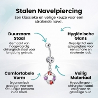 Stalen Navelpiercing met zirkonia hanger - Heren