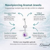 Prachtige Paarse Zirkonia Navelpiercing zilverkleur - Unisex