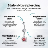Prachtige Stalen Navelpiercing met Zirkonia - Unisex