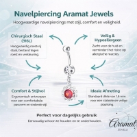 Prachtige Stalen Navelpiercing met Zirkonia - Unisex