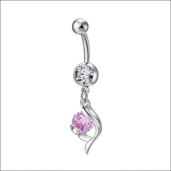 Roze Zirkonia Stalen Navelpiercing zilverkleur - Unisex