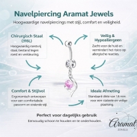 Roze Zirkonia Stalen Navelpiercing zilverkleur - Unisex