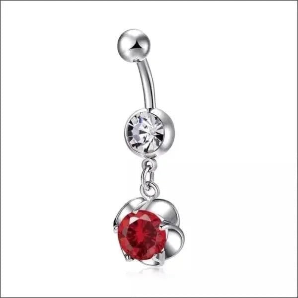 Rood Zirkonia Stalen Navelpiercing Bloem - Heren