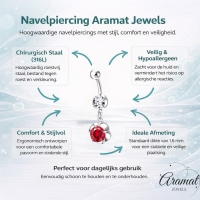 Rood Zirkonia Stalen Navelpiercing Bloem - Heren