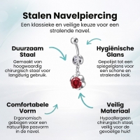 Rood Zirkonia Stalen Navelpiercing Bloem - Heren