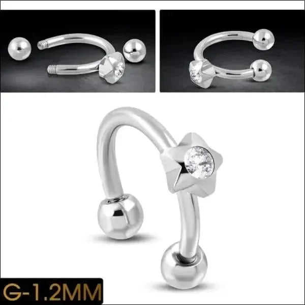 Zilverkleurige Ster Piercing met Kristal - Unisex