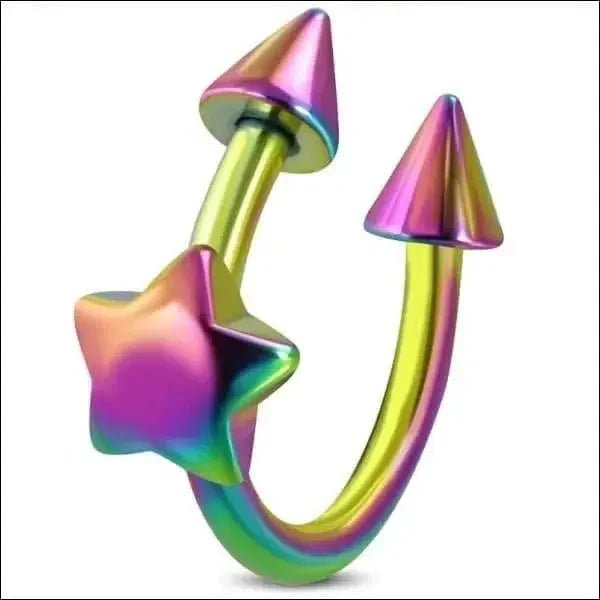 Regenboog Ster ringetje-RVS piercing - Unisex