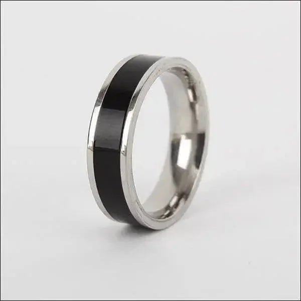 Brede Stalen Ring met Zwarte Lijn - Unisex Sieraad -