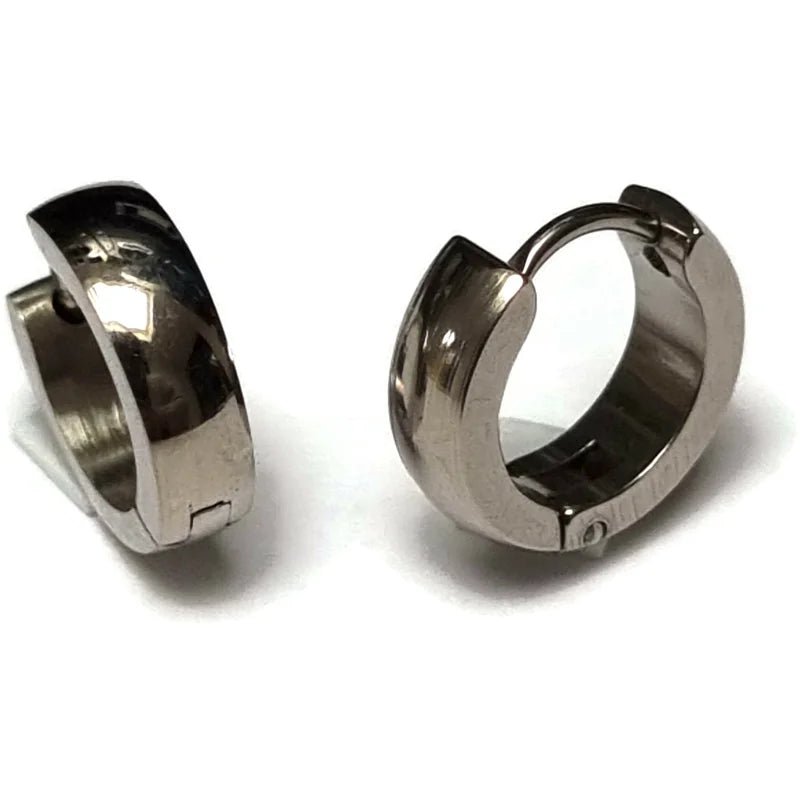 Stalen Huggie Oorringen 14mm RVS Unisex - Glad-14x4mm -